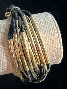 Estate Gold and Black Multi-Strand Cord Bracelet